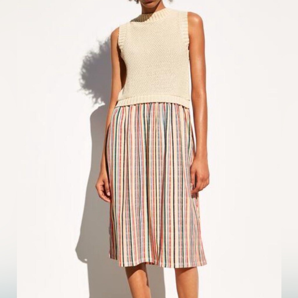 Zara Mixed Material dress crocheted top and striped skirt. Size S
